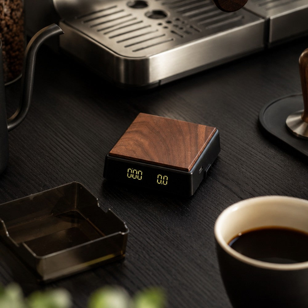 Mini Espresso Coffee Scales with Timer, 0.1g, Walnut Top