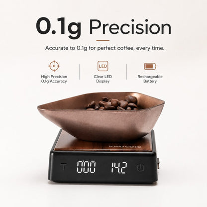 Mini Espresso Coffee Scales with Timer, 0.1g, Walnut Top