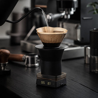 Mini Espresso Coffee Scales with Timer, 0.1g, Walnut Top