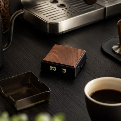 Mini Espresso Coffee Scales with Timer, 0.1g, Walnut Top