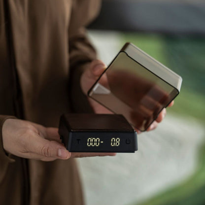 Mini Espresso Coffee Scales with Timer, 0.1g, Walnut Top