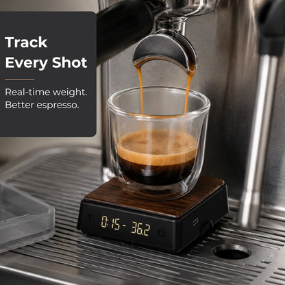 Mini Espresso Coffee Scales with Timer, 0.1g, Walnut Top