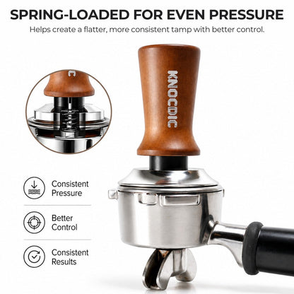 Spring-Loaded Coffee Tamper with Wooden Handle