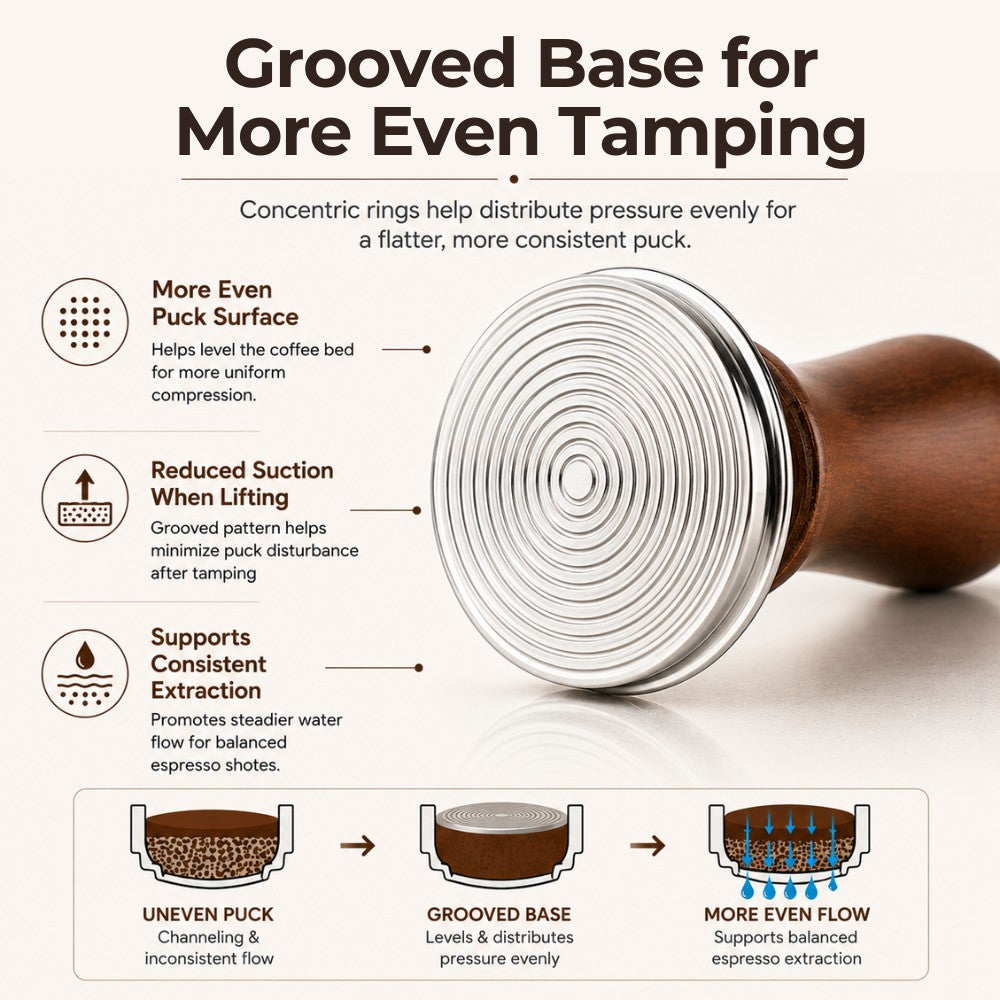 Spring-Loaded Coffee Tamper with Wooden Handle