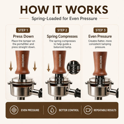 Spring-Loaded Coffee Tamper with Wooden Handle